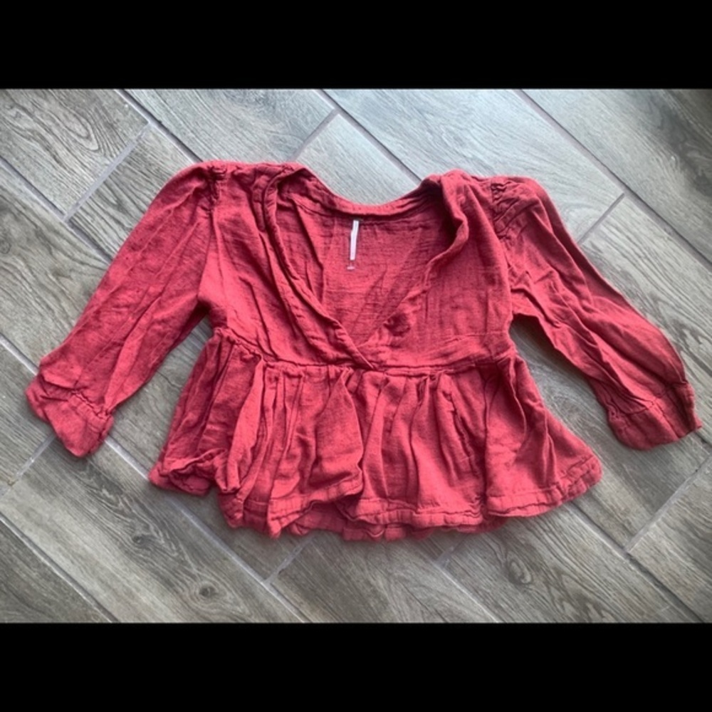 Free People Rust Cropped Ruffle Top XS - Picture 2 of 5